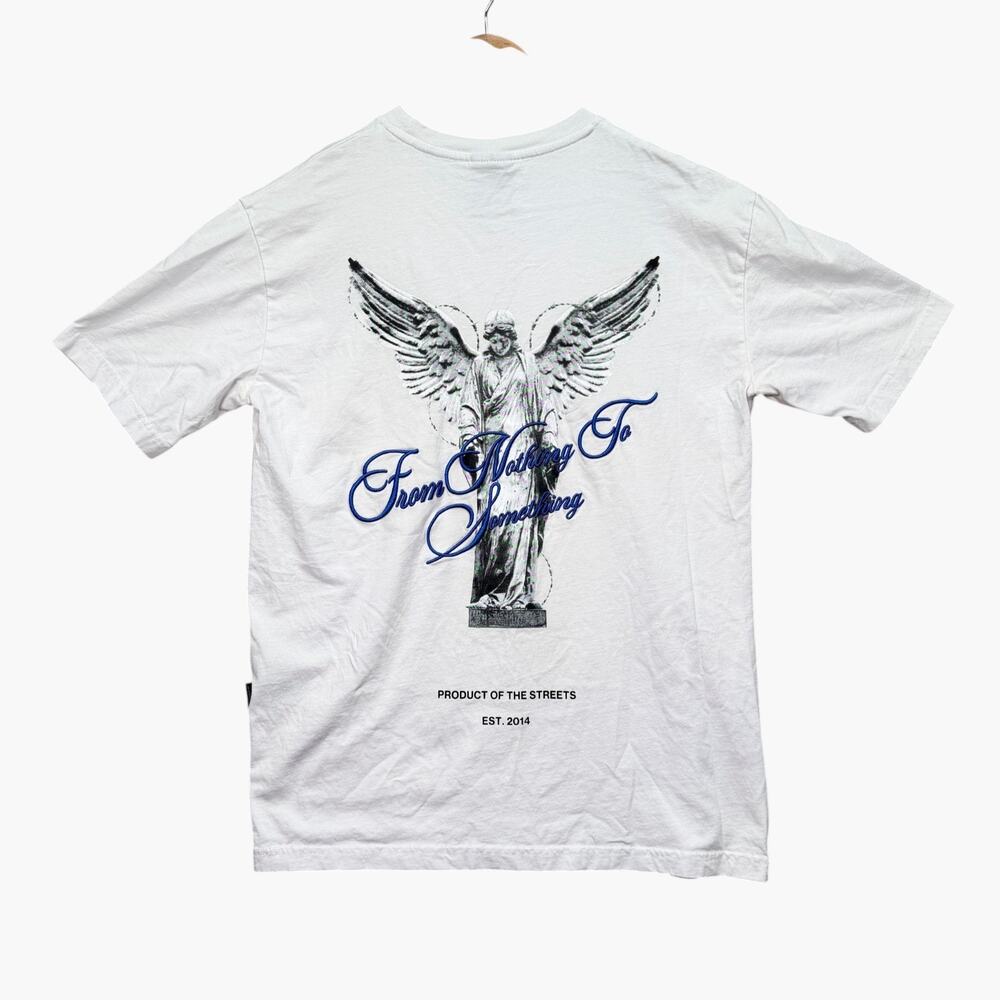 HOODRICH T Shirt Angel Statue Graphic w/Embroidery Streetwear Tee White M